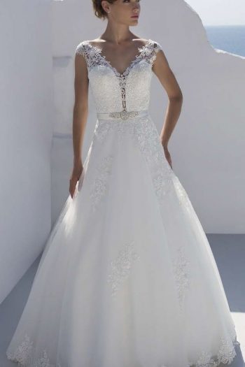 7191 - Sofi Designs Bridal Beautiful Mark Lesley V-neck tulle layered A-line gown