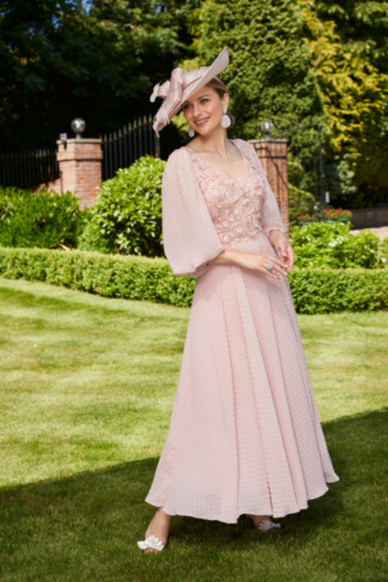 Beautiful full-length spot chiffon dress
